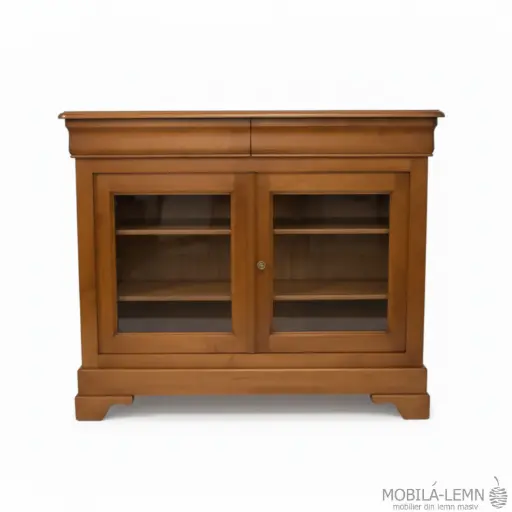 Chest of drawers with 2 drawers and 2 glass doors